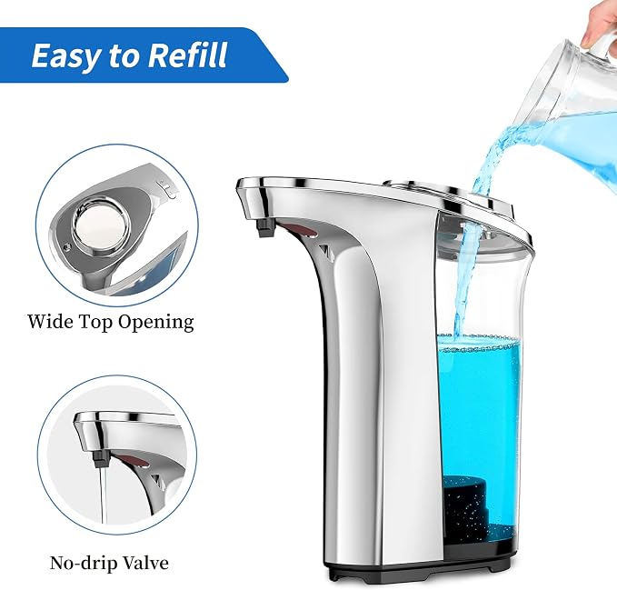 Automatic Soap Dispenser, Touchless Sensor Hand Soap Dispenser 17oz/500ml Silver - Image 5
