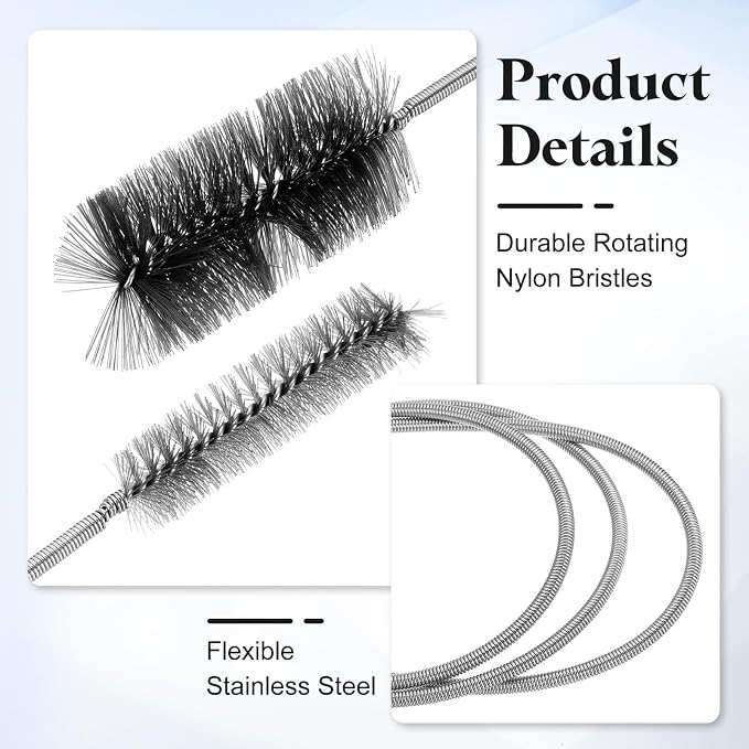 HARFINGTON 3pcs Flexible Long Drain Brush Straw Cleaner Set 61.02" Stainless - Image 3
