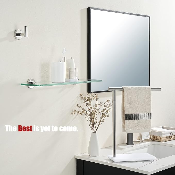 JQK Bathroom Glass Shelf Chrome, Tempered Glass Shower Storage 24 by 5 inches - Image 4