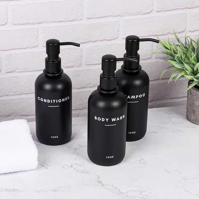 Set of 3 Shampoo and Conditioner Dispenser - 16oz Durable Shower Soap Dispenser - Image 6