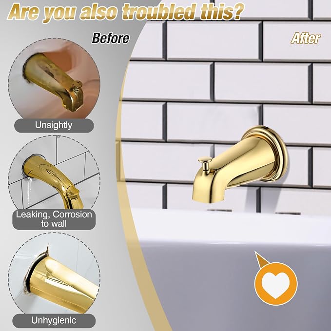 Dreyoo Metal Tub Spout Cover Ring, Bathtub Spout Trim Plate Ring - Image 4