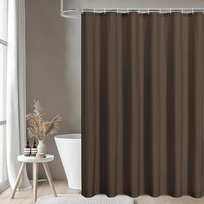 2-in-1 Waterproof Fabric Shower Curtain or Liner, Linen Textured, Breathable - Image 2