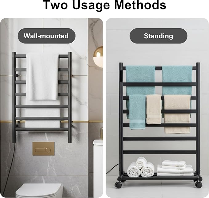 GROWNEER Upgraded Heated Towel Rack, 7 Bars Towel Warmer Rack, Wall Mounted & - Image 7