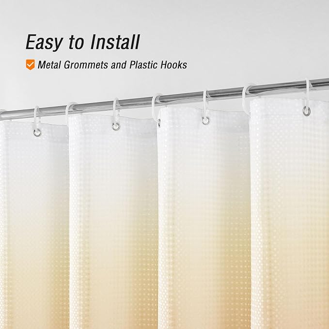 Gibelle Orange Shower Curtain, Ombre Waffle Weave Fabric Shower Curtain - Image 5