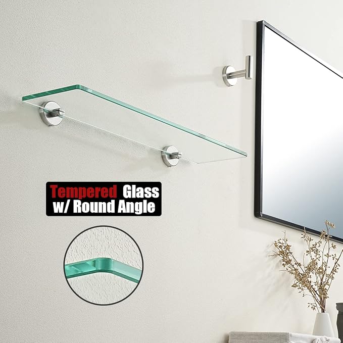 JQK Bathroom Glass Shelf, Tempered Glass Shower Storage 24 by 5 inches - Image 6