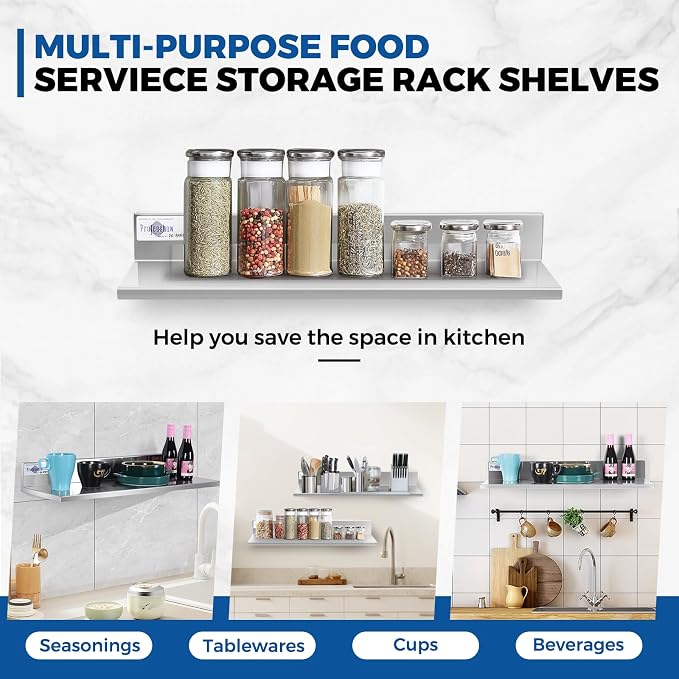 Profeeshaw Stainless Steel Shelf Wall Mounted Commercial Stainless Steel - Image 5