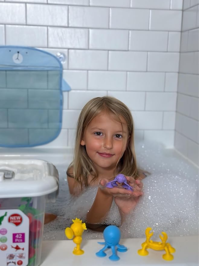 ODELA Genius Sucker Toys 42PCs Sea Animals Edition – Fun Colorful Toddler Bath - Image 4