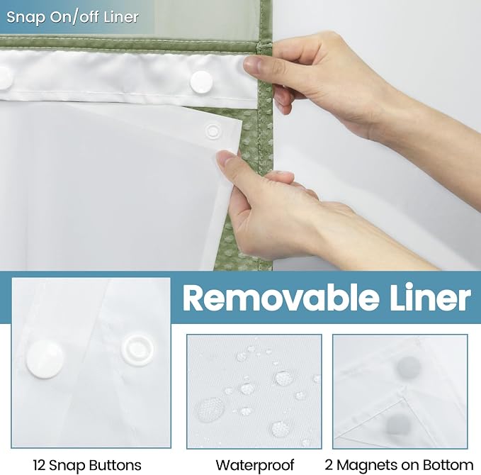 Sage Green Long Hotel Shower Curtain - Image 6