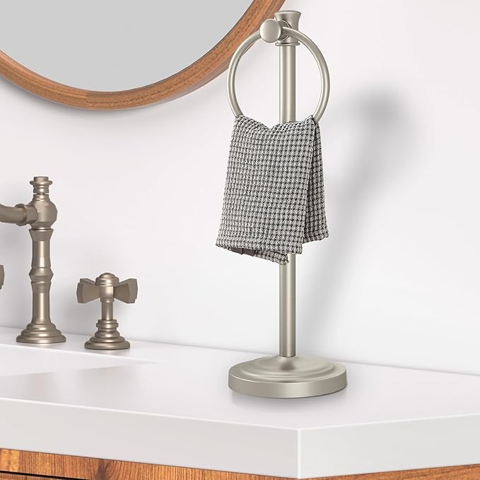 Hoimpro 17 Inch Stand Hand Towel Holder Towel Bar Towel Hanging Ring, Free - Image 2