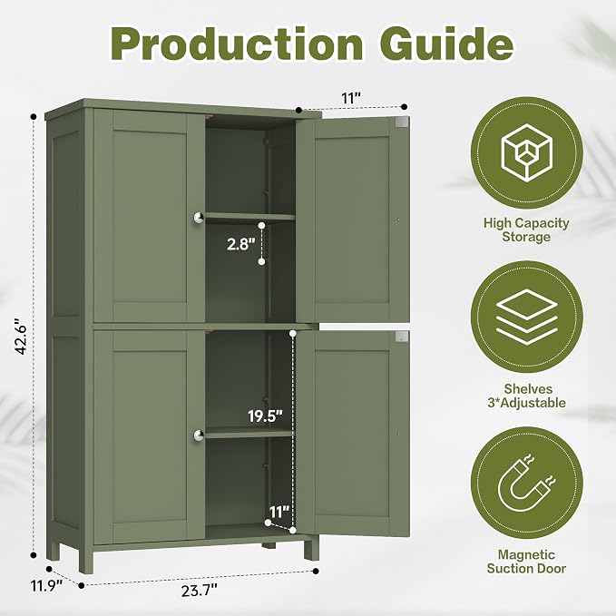Nuturelly Bathroom Floor Storage Cabinet, Freestanding Pantry Cabinets - Image 2