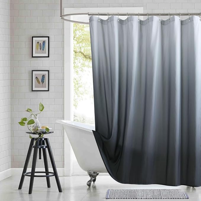 Grey Fabric Shower Curtain, Modern Waterproof Bathroom Curtains by BESTRIPES