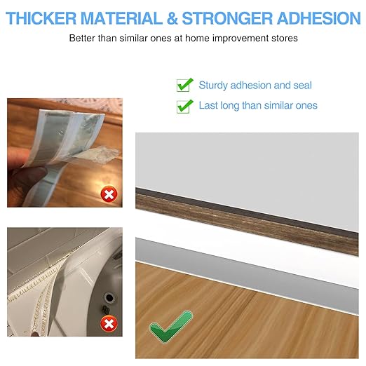 White Caulking Tape for Toilet and Bathtub Self Adhesive, 1.5" x13.5Ft Sealant - Image 5