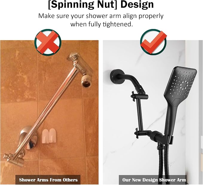 6 Inch Adjustable Shower Head Extension Arm, All-Metal Shower Arm Extender - Image 5