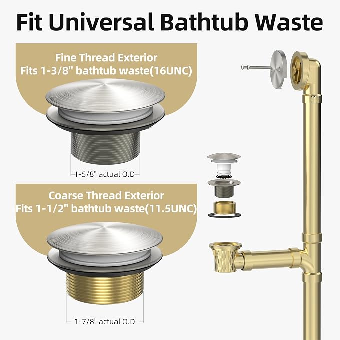 Brushed Nickel Tub Drain Kit - Image 4