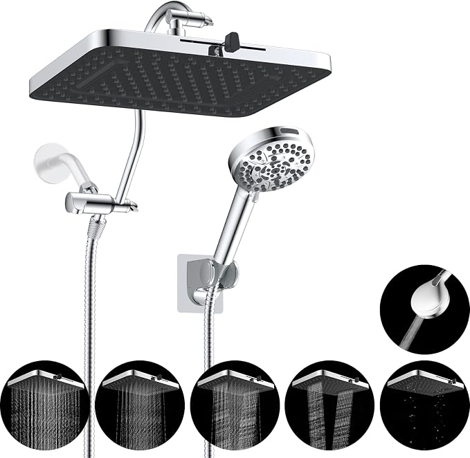 Hibbent cUPC Certified High Pressure 13'' Dual Shower Head Combo by Hibbent