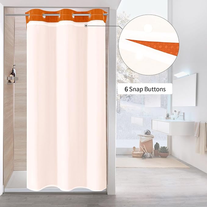 MitoVilla Orange Waffle Small Stall Shower Curtain Liner Set 36 x 74, No Hooks - Image 2