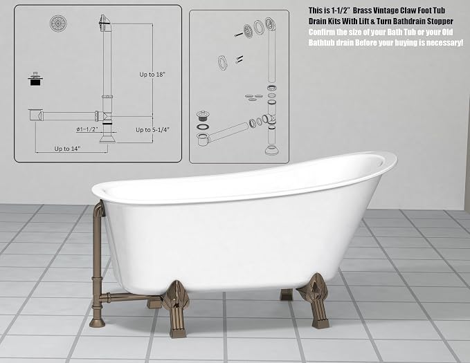 Artiwell Vintage Claw Foot Tub Drain Kit - Image 3