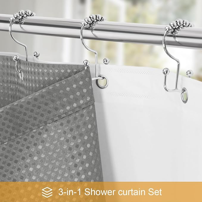 3 in 1 Stall Half Size Shower Curtain Set-36 W x 72 H - Image 2