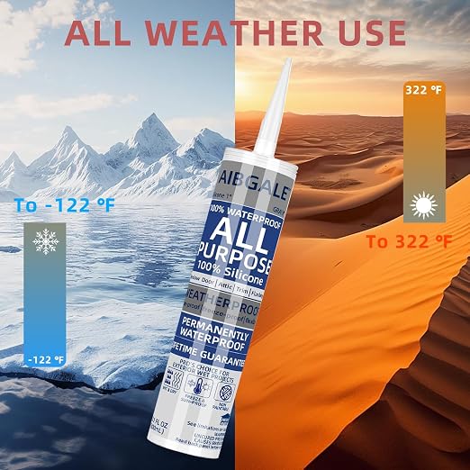 12 Packs Gray Silicone Sealant, 100% Waterproof Silicone Caulk, Adhesive - Image 4