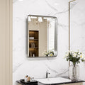 LOAAO 20x16 Inch Brushed Nickel Bathroom Mirror, Rounded Rectangle Silver Metal by LOAAO