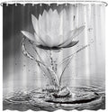 Lotus Shower Curtain Black White Grey Flower Elegant Blooming Floral by showercurtain