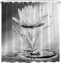 Lotus Shower Curtain Black White Grey Flower Elegant Blooming Floral by showercurtain
