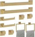 Bathroom Accessory Towel Bar Set: 10 Pieces Gold Bathroom Hardware Square by PAHSFSLLC
