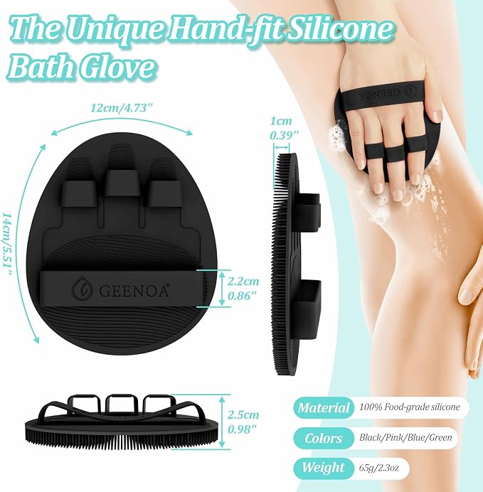 Soft Silicone Bath Gloves 2PCS, 360° Anti-Slip & Enlarged Silicone Body Scrubber - Image 2