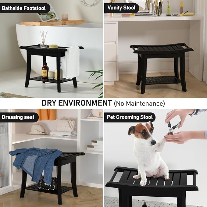 Bamboo Shower Stool Bench Waterproof - Image 6