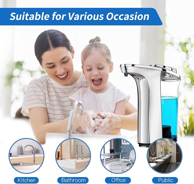 Automatic Soap Dispenser, Touchless Sensor Hand Soap Dispenser 17oz/500ml Silver - Image 7