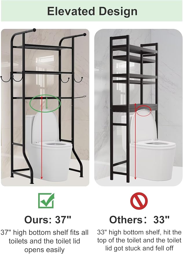 3-Tier Over The Toilet Storage Shelf，Bathroom Organizers and Storage Over - Image 3