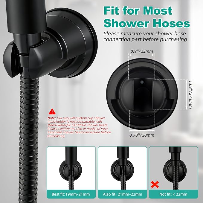 Hibbent 2 Pack Vacuum Suction Cup Shower Head Holder, Removable Shower Head - Image 3