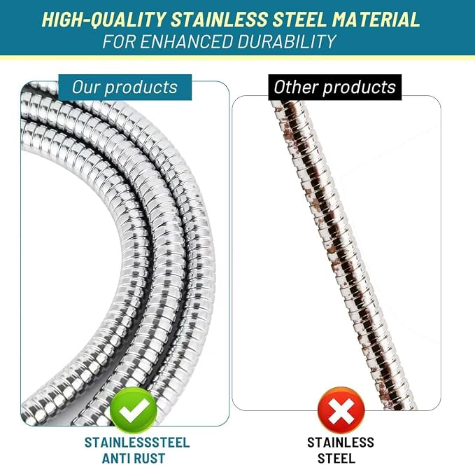 Shower Hose Extra Long 79 Inch, Stainless Steel Handheld Shower Head Hose - Image 4