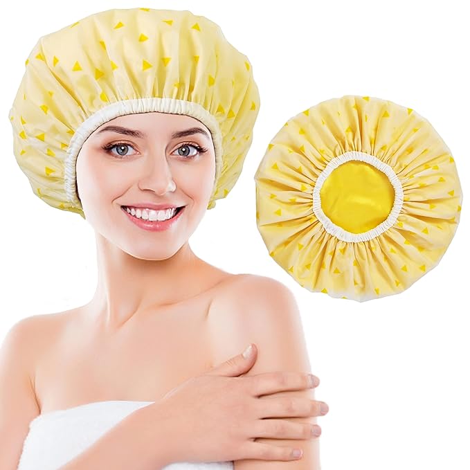 Shower Cap for Women, Shower Caps Reusable Waterproof, Large Plastic Satin by choshion