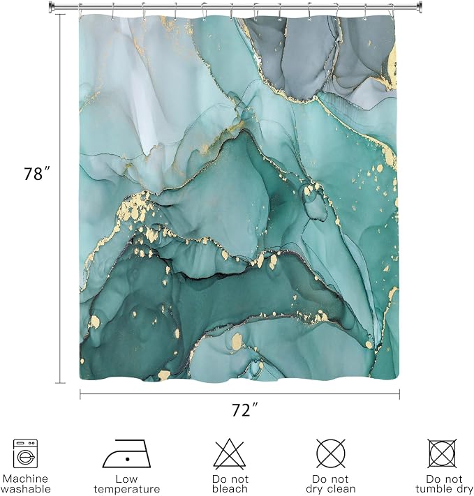 Long Shower Curtain 72 x 78 Inch, Tall Abstract Marble Shower Curtains - Image 6