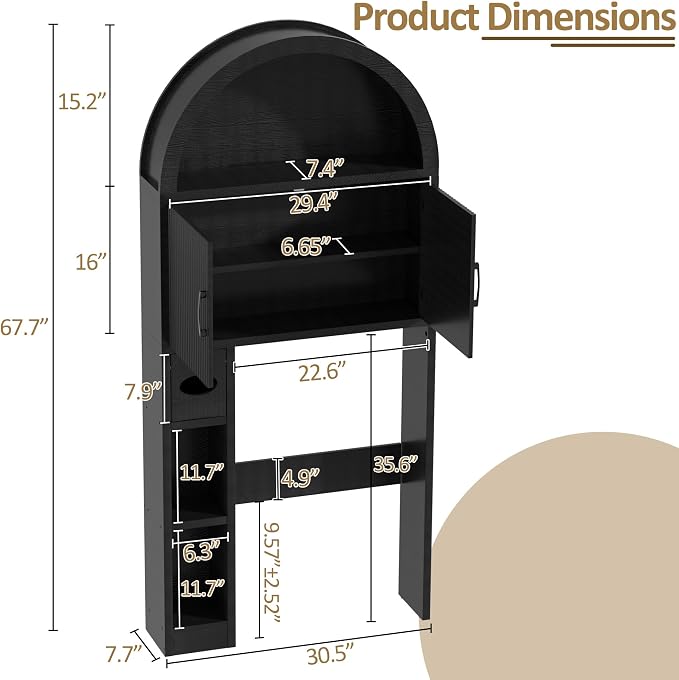 Spurgehom Over The Toilet Storage Cabinet, Bathroom Shelf Organizer Freestanding - Image 2