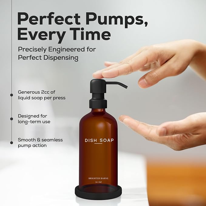 Amber Glass Dish Soap Dispenser - Image 4
