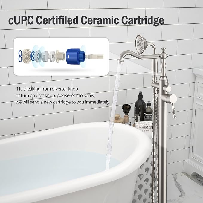 Hoimpro Free Standing Tub Faucet Freestanding Tub Filler Stand Alone Bath Tub - Image 5
