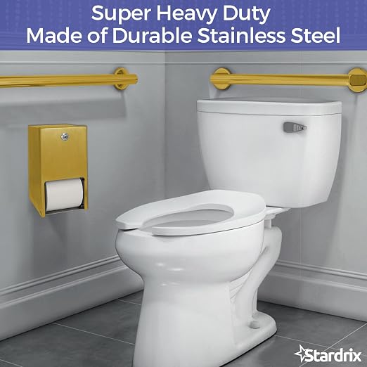 Gold 2 Roll Stainless Steel Commercial Toilet Paper Dispenser, Heavy Duty Wall - Image 2