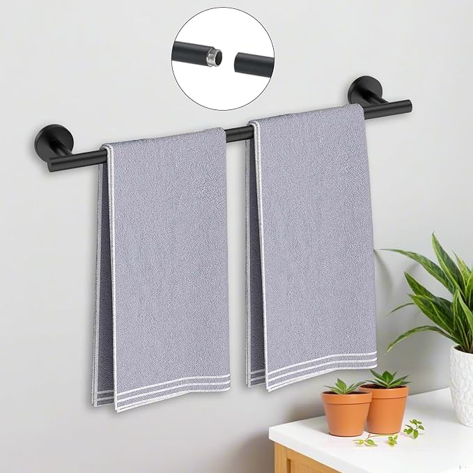 Black Bathroom Accessories Set, 7 Pieces Black Towel Bar Bathroom Hardware Set - Image 2