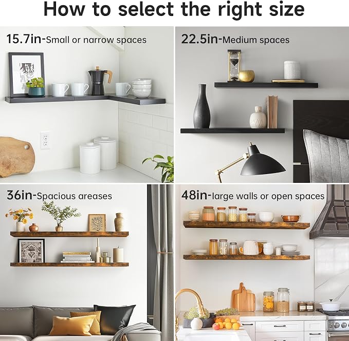 BAYKA Floating Shelves for Wall, 36 inches Wall Mounted Wood Shelves for - Image 8