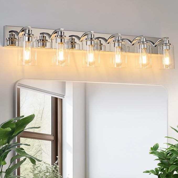 6-Light Bathroom Light Fixtures Modern Chrome Vanity Lights by ALAISLYC