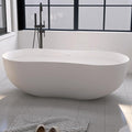 67 Inch Stone Resin Freestanding Bathtub, Contemporary Peanut Oval Stand Alone by MEDUNJESS