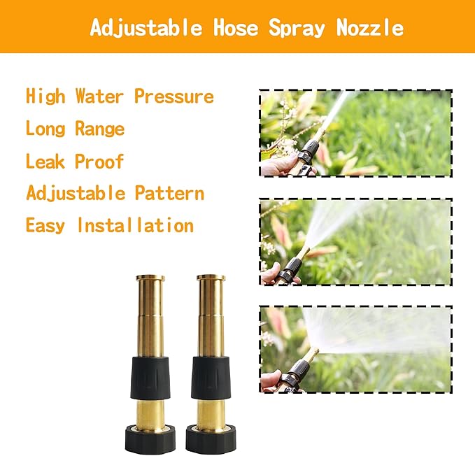 Hourleey 2 Pcs 5" Heavy Duty Brass Nozzles, Brass Jet Sweeper Garden Hose Nozzle - Image 3