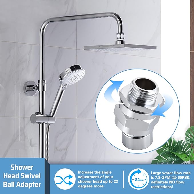 Shower Connector Ball Joint Shower Head Swivel Ball Adapter，Solid Brass - Image 5