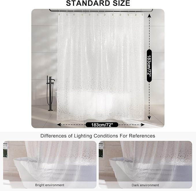 AmazerBath Heavy Duty Shower Curtain Liner, 100% EVA Clear Shower Curtain and - Image 5