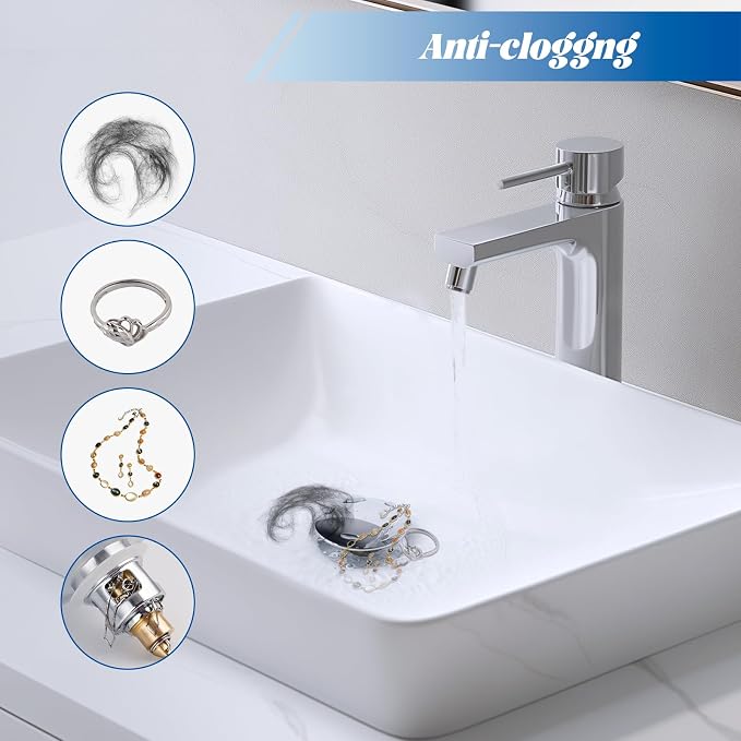 Hibbent 2 Pack All Metal Upgraded Bathroom Sink Stopper, Universal Pop Up Sink - Image 4