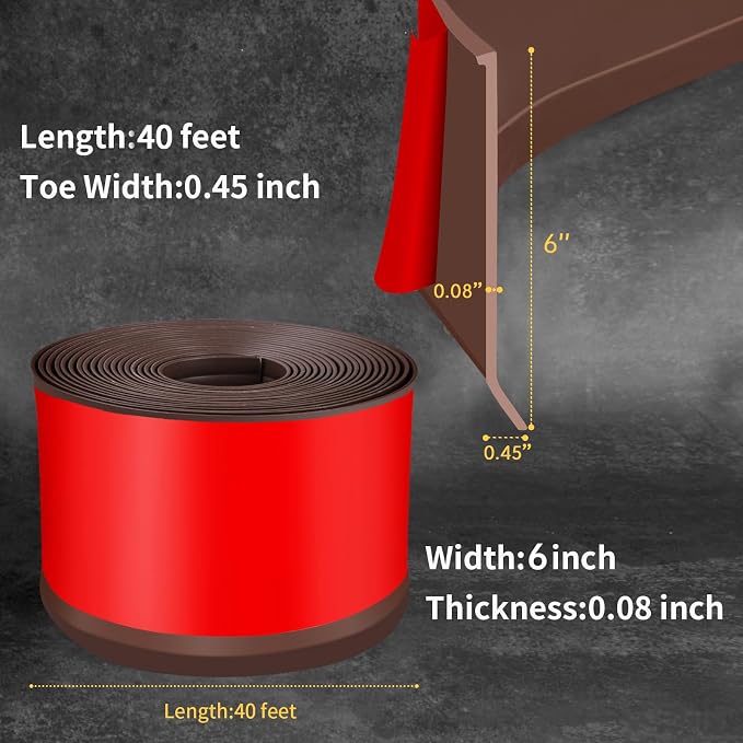Flexible Baseboard Molding Trim 6 Inch Self-Adhesive Vinyl Wall Base Peel and - Image 2