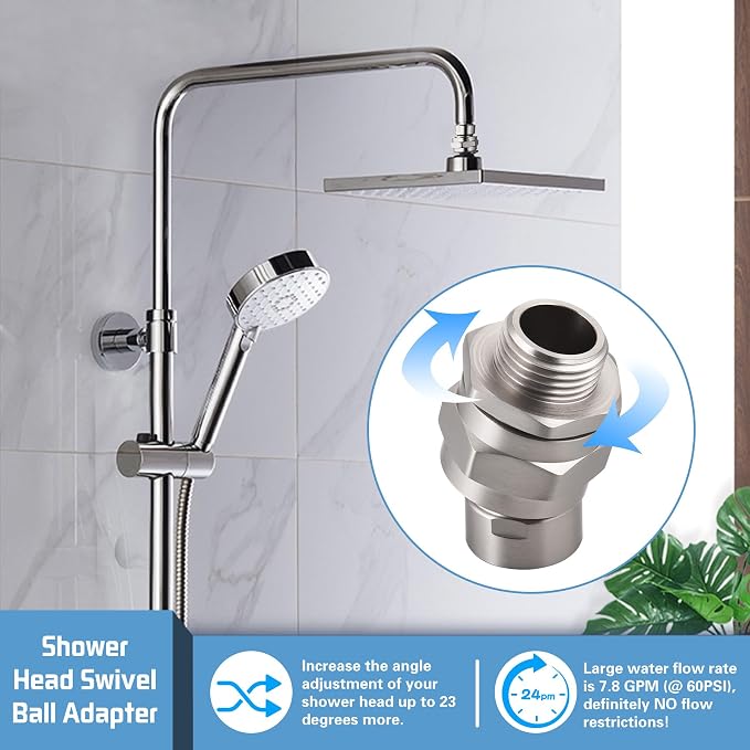 Shower Connector Ball Joint Shower Head Swivel Ball Adapter，Solid Brass - Image 4