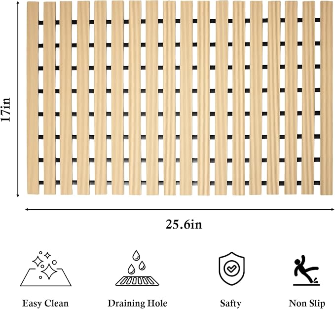 Extra Long Non Slip Shower Mat Without Suction Cups, Heavy Duty Rubber Bathtub - Image 6